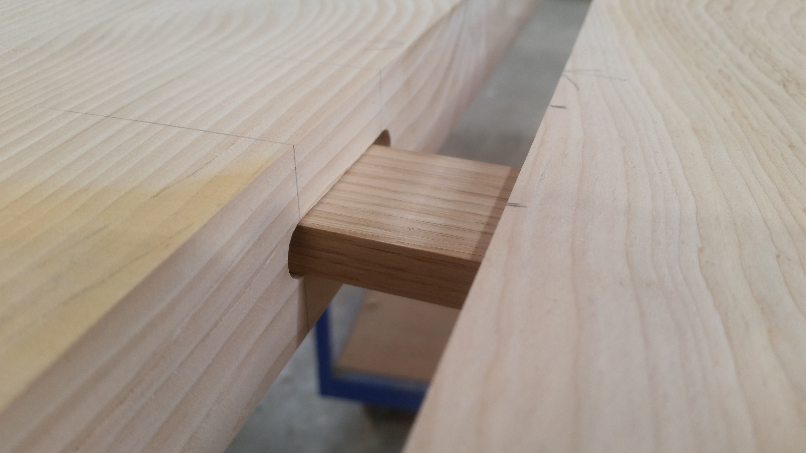 floating tennons in a live edge table