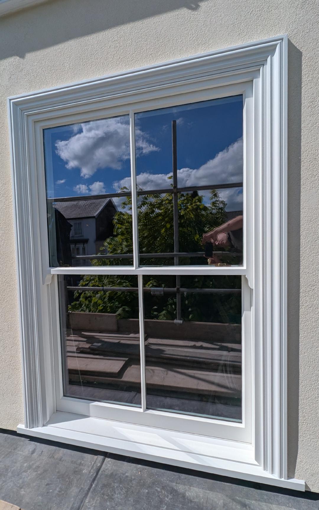 Traditional hardwood sash window installed in North Devon Victorian home