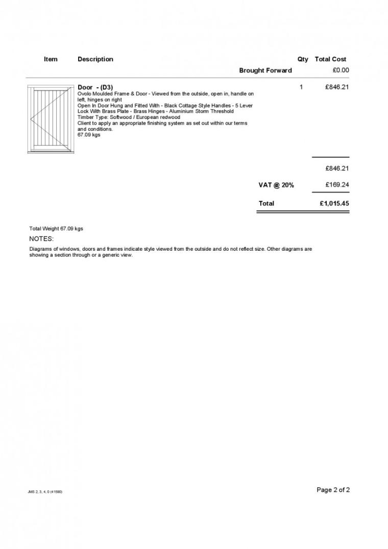 Joinery Estimate