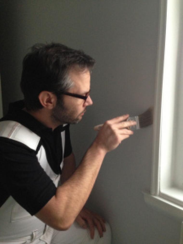 Martin at work expertly cutting in around some architrave.