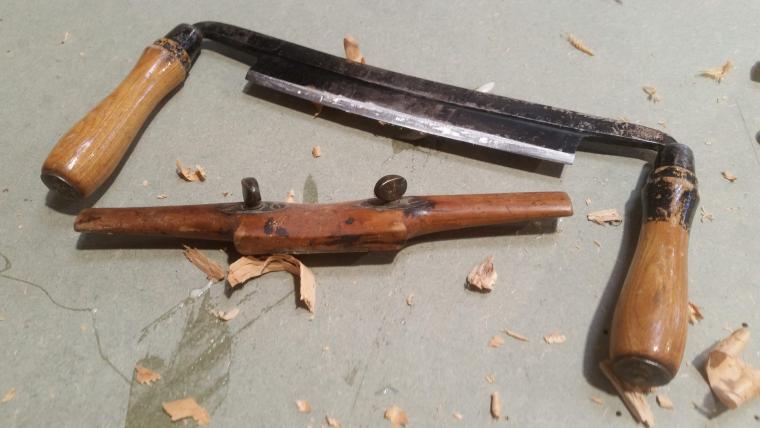 draw knife used for making the live edge table