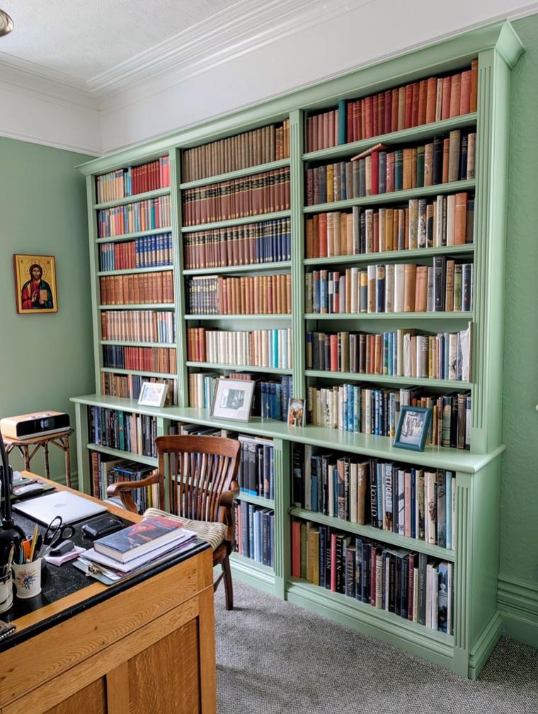 Complete bespoke fitted library installed by GS Haydon & Son in a Devon period home