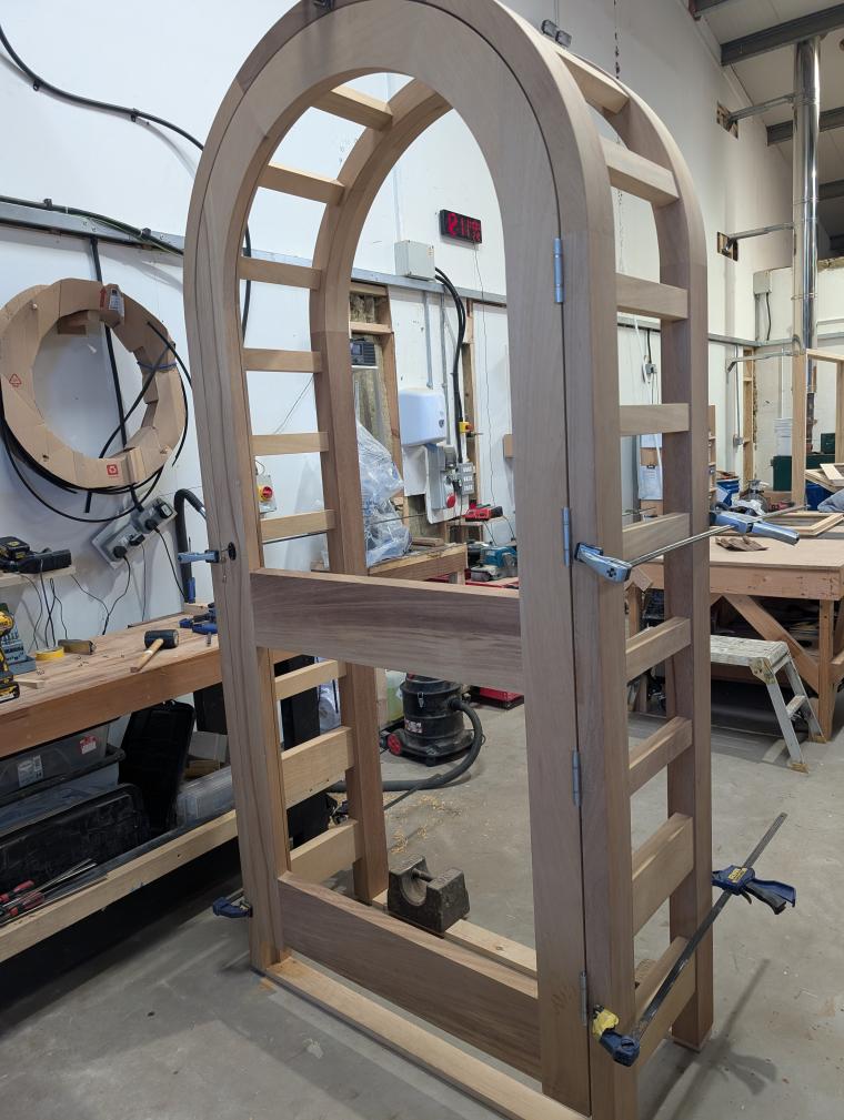 Bespoke Garden Arbor Being Made in A Devon Based Joiner's Workshop