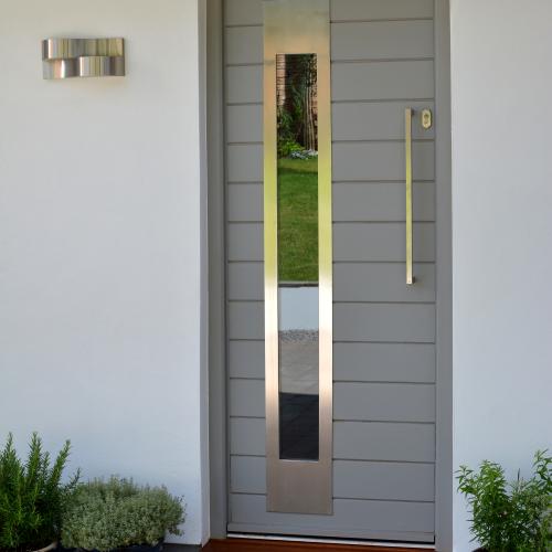 Modern hardwood insulated horizontal boarded door
