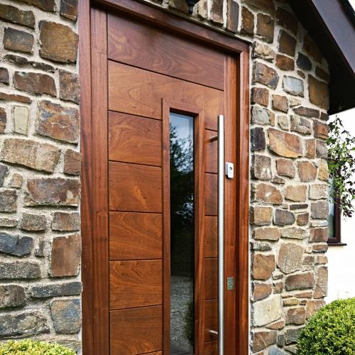 Bespoke hardwood front door with horizontal boarding