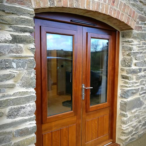 Hardwood doors with opening window